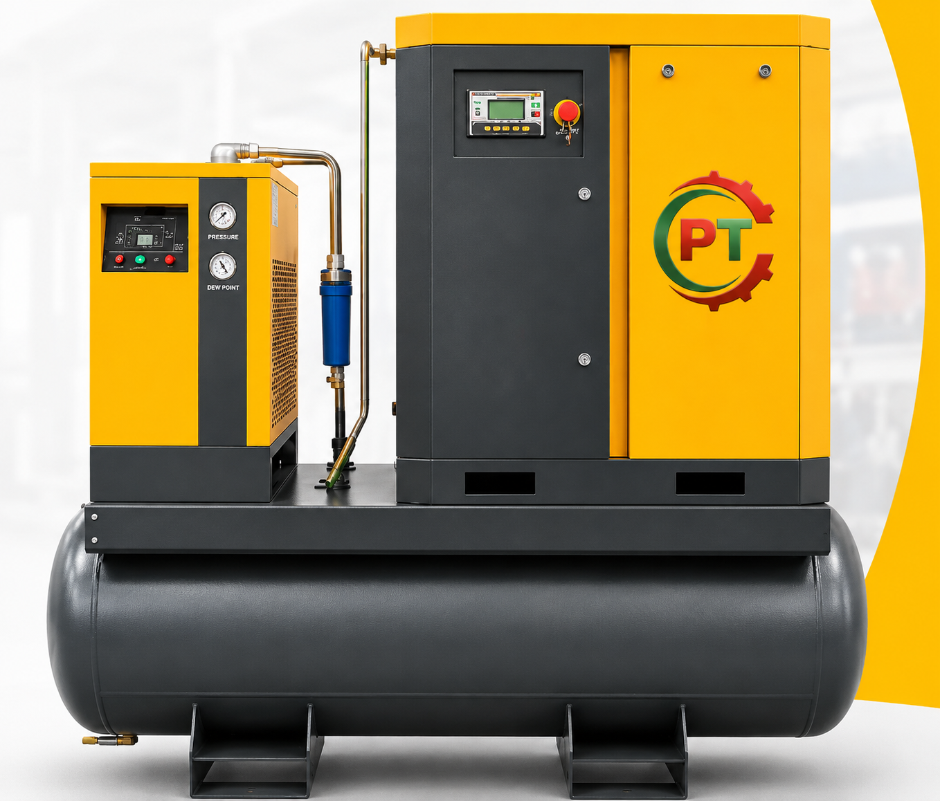 PT Screw Compressor – Tank Mounted with Refrigerated Air Dryer